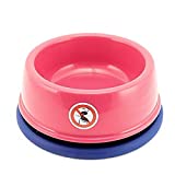 4UtoShop DYL No Ant Pet Bowl Plastic with Non-Skid Rubber and Unique Design Moat Suitable for Puppy Small Sized Dogs and Cats (M, Pink)(8oz)