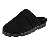 Jessica Simpson Women's Soft Cable Slippers with Indoor/Outdoor Sole, Black Knit, Medium