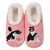 Snoozies Womens Pairables - Funny Slippers for Women - Womens Slippers - House Slippers - Cat/Fishbowl - Pink - 2020 Version - Medium