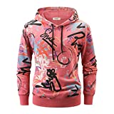 YININF Mens Hipster Hip Hop Hoodie Print Hooded Pullover Sweatshirt(W888 Red XXL)