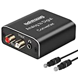 Analog to Digital Audio Converter, Hdiwousp RCA R/L or 3.5mm Jack AUX to Digital Coaxial Toslink Optical SPDIF Audio Adapter for PS4 Xbox HDTV DVD Headphone (Aluminum)