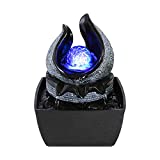 WICHEMI Indoor Water Fountain with Illuminated Rolling Ball, Feng Shui Zen Tabletop Fountains Waterfall and Calming Water Sound Relaxation Fountain for Home Office Decor (Style 1)