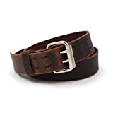 Double Down Leather Belt | Made in USA | Brown Leather Belt for Men | Two Prong Mens Work Belt | Size 38