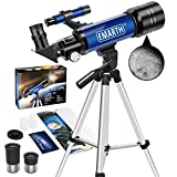 Emarth Telescope, 70mm/360mm Astronomical Refracter Telescope with Tripod & Finder Scope, Portable Telescope for Kids Beginners Adults (Blue)