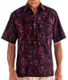 Indo Bay Tropical Hawaiian Cotton Batik Shirt (L, Purple)