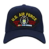 PATCHTOWN US Air Force - Korean War Veteran Hat/Ballcap Adjustable One Size Fits Most (Multiple Colors & Styles) (Navy Blue, Add American Flag)