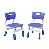 ECR4Kids Resin Adjustable Classroom Chairs, Plastic Indoor Kids Seating for Schools, Daycares, Homes, Adjustable Seat Height, Cornflower Blue (2-Pack)