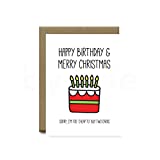 Happy Birthday and Merry Christmas Greeting Card, Christmas Birthday Card, Christmas Cake, Christmas Greeting Card, Christmas Cards Handmade, Funny Christmas