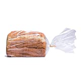 Wowfit Bread Poly Bags(PP material) â€“ Pack of 100 Entirely Transparent Clear Bakery Bags â€“ Bread Loaf Packing Bags with 100 Gold Twist Ties â€“ 8x4x18-Inch Grocery Bread Bags