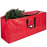 Artificial Christmas Tree Storage Bag - Fits Up to 7.5 Foot Holiday Xmas Disassembled Trees with Durable Reinforced Handles & Dual Zipper - Waterproof Material Protects from Dust, Moisture & Insects (Red)
