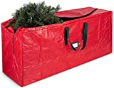 Zober Large Christmas Tree Storage Bag - Fits Up to 9 ft Tall Holiday Artificial Disassembled Trees with Durable Reinforced Handles & Dual Zipper - Waterproof Material Protects from Dust and Moisture (Red)