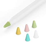 ZALU Silicone Nibs Cover Writing Protection for iPad Pencil Compatible with Apple Pencil Tips (2nd Gen) (Pink+Mint Green+White+Yellow+Matcha Green)