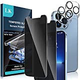 [2+2 Pack] LK 2 Pack Privacy Screen Protector Compatible with iPhone 13 Pro Max 6.7-inch, [Anti-Spy] Tempered Glass Film, and 2 Pack Camera Lens Protector, [Easy Frame Installation],Scratch Resistant
