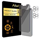 Ailun 2Pack Privacy Screen Protector Compatible for iPhone 13 Pro Max[6.7 inch] + 2 Pack Camera Lens Protector,Tempered Glass Film,[9H Hardness] - HD [Black]