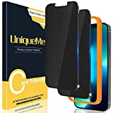 [2 Pack] Unique Me Compatible with iPhone 13 Pro Max 6.7 inch Privacy Screen Protector Tempered Glass Anti Spy [Easy Installation Frame] HD Clear [Anti-Scratch]-Black