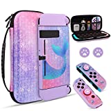 TCJJ Mermaid Hard Carrying Case for Nintendo Switch-Purple Portable Travel Case with Soft TPU Protective Case Cover Compatible with Nintendo Switch for Girls