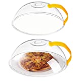 2 Pack Large Microwave Splatter Cover, Transparent Cover, Microwave Plate Cover Lid with Handle and Adjustable Steam Vents Holes Keeps Microwave Oven Clean