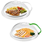 Microwave Splatter Cover, Deep Microwave Cover for Food, Large Microwave Plate Cover with Handle Steam Vents Keeps Microwave Oven Clean BPA Free-2 Pack Transparent Cover