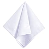 Men's White Handkerchiefs,100% Soft Cotton Hankie