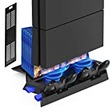 Kootek Vertical Stand for PS4 Slim / Regular PlayStation 4 Cooling Fan Controller Charging Station with Game Storage and Dualshock Charger ( Not for PS4 Pro )