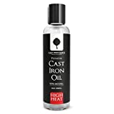 High Heat No Smoke Cast Iron Seasoning Oil- Will not Smoke to Over 400 Degrees - Clean, Condition, Protect and Care for Your Castiron Cookware – 100% Natural Oils