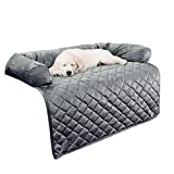 Furniture Protector Pet Cover for Dogs and Cats with Shredded Memory Foam filled 3-Sided Bolster Soft Plush Fabric by PETMAKER Â– 35Â” x 35Â” Gray