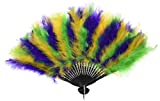 Beistle Mardi Gras Feather Fan, 12-Inch by 20-Inch