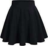 DRESSTELLS Womens Skirts for Summer Women’s Flared A line Skirt Flowy Skirt Skirt for Women Mini Skirts Versatile A-line Basic Stretchy Flared Skater Skirt Black M