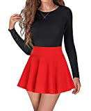 High Waisted Pleated Skirts for Women Skater Tennis Skirt with Shorts Pockets Cute Mini A-Line Skirt (#2 Red,X-Small)