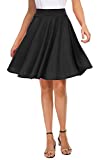 EXCHIC Women’s Basic Skirt A-Line Midi Dress Casual Stretchy Skater Skirt (XL, Black)