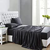 Lanest Housing Silk Satin Sheets, 4-Piece Full Size Satin Bed Sheet Set with Deep Pockets, Cooling Soft and Hypoallergenic Satin Sheets Full - Black