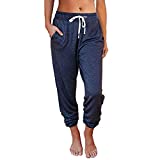 AUTOMET Baggy Sweatpants for Women with Pockets-Lounge Womens Pajams Pants-Womens Cinch Bottoms Joggers for Yoga Workout Navy Blue