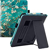 BOZHUORUI Kindle Paperwhite 11th Generation Case 2021 (Including 6.8 inch Signature Edition and Kids Edition) Premium PU Leather Cover with Stand/Hand Strap and Auto Sleep/Wake (Apricot Blossom)