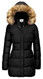 WenVen Women's Winter Thicken Puffer Coat with Fur Removable Hood (Black, 2XL)