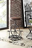 Armen Living Harlem Adjustable Barstool in Wrangler Fabric and Industrial Grey Metal Finish