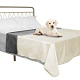 Ameritex Pet Bed Blanket Reversible 100% Waterproof Velvet Super Soft for Sofa and Bed (82x82 Inches, Cream+Grey)