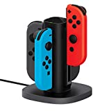 TALK WORKS Joy-Con Charger Dock For Nintendo Switch Gaming Controllers - 4-Remote Docking Charging Station,USB Compatible w/ Switch OLED (Black)