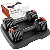 Lifepro 15lb Adjustable Dumbbell Set - Home Workout Equipment, Adjustable Weights for Strength Training, Adjustable Dumbbells Set for Muscle Building - Light 2.5 lb-15 lb Dumbbells Set of 2