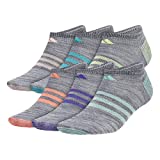 adidas Women's Superlite No Show Socks (6-Pair), Onix - Clear Onix Space Dye/Easy Green/Energy Ink Bl, Medium, (Shoe Size 5-10)