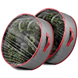 ZOBER 2-Pack Christmas Wreath Storage Container Clear Top 24-Inch, Breathable Non-Woven Material - Dual-Zippered Holiday Wreath Storage Bag & Durable Handles, Protect Artificial Xmas Wreaths