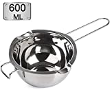 Stainless Steel Double Boiler Pot with 600ML for Melting Chocolate, Candy and Candle Making (18/8 Steel, Universal Insert)