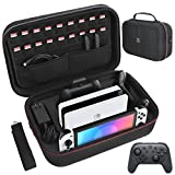 HEYSTOP Switch OLED Case Compatible with Nintendo Switch/Switch OLED Model, Carrying Case with 18 Games Cartridges Protective Travel Carrying Bag for Nintendo Switch Console & Accessories, Black