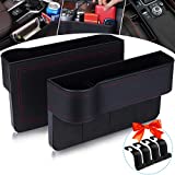 Jeteveven Car Seat Gap Filler Organizer, 2 Pack Multifunctional Car Seat Organizer with Cup Holder and 4 Hooks, Car Console Side Pocket, Car Seat Filler for Cellphones, Wallets, Cards, Coin, Keys