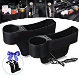 Jeteveven Car Seat Gap Filler with Cup Holder, 2 USB Charging, Multifunctional Car Seat Organizer Car Console Side Organizer for Phone/Card/Key/Coin/Wallets/Sunglasses (2 Pack)