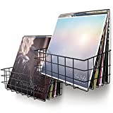 Aesthetic Vinyl Record Storage Rack Set of 2 - Easy To Install Vinyl Record Holder for Up to 50 Single Records - Perfect Wall Mount Album Holder To Store and Display Your Valuable Vinyl Collection