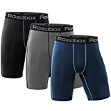 Roadbox Compression Shorts for Men 3 Pack Cool Dry Athletic Workout Underwear Running Gym Spandex Baselayer Boxer Briefs
