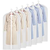 Zilink Clear Garment Bag Dress Bags for Storage 54-inch Coat Bags with Full Length Zipper for Clothes Closet Storage, Set of 6