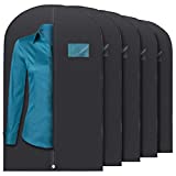 Plixio Garment Bags Suit Bag for Travel and Clothing Storage of Dresses, Dress Shirts, Coats— Includes Zipper and Transparent Window (Black- 5 pack: 40")