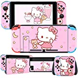 DLseego Switch Skin Sticker Pretty Pattern Full Wrap Skin Protective Film Sticker Compatible with Switch-Pink Cat