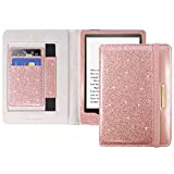 DMLuna Kindle Paperwhite Case, Fits 11th Generation 2021, 6.8”, Smart Protective Durable Premium PU Leather Cover with Auto Sleep Wake, Hand Strap, Card Slots, Magnetic Clasp, Glitter Rose